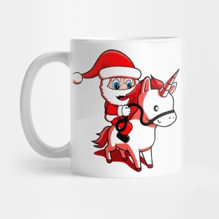 merry christmas from santa and a unicorn Mug